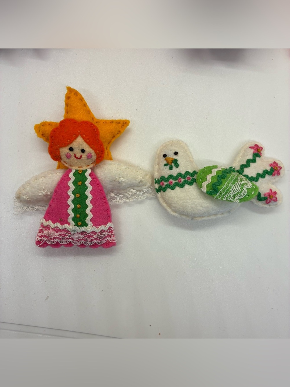 Vintage Christmas Ornaments Angel and Dove